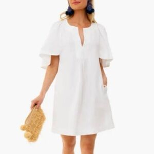 Tuckernuck Pomander Place Flutter Sleeve White Finley Dress Pockets size large